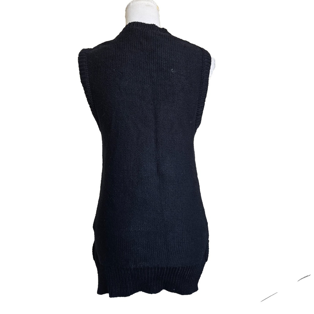 Lee Mathews Womens Soft Black Chunky Knit Sleeveless Pullover Sweater Size Small - Picture 2 of 9